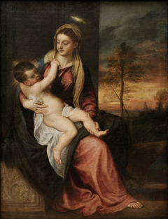 Madonna and Child in an Evening Landscape by Titian
