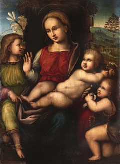 Madonna and Child, John the Baptist and the Archangel Gabriel by Anonymous