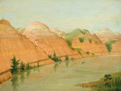 Magnificent Clay Bluffs, 1800 Miles above St. Louis by George Catlin