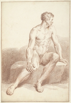 Mannelijk naakt, zittend, naar rechts gewend by Louis Fabritius Dubourg