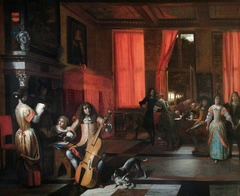 Musical company in an interior