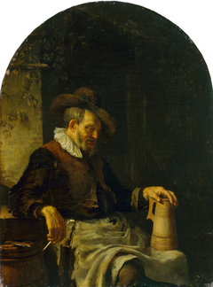 Old man with a pipe and a tankard by Frans van Mieris the Elder