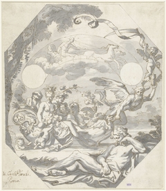 Ontwerp voor een wijzerplaat met een mythologische allegorie by Carlo Maratti