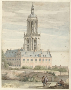Paleis van Frederik V van de Palts en de Sint-Cunerakerk te Rhenen by Pieter Jansz Saenredam