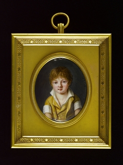 Portrait d'un jeune garçon vêtu de jaune by Louise Bourdon