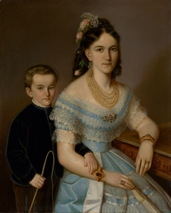 Portrait of Ludmila Zmeškalová, née Pongráczová, with son Jozef