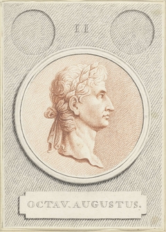 Portretmedaillon van Augustus, Romeins keizer by Jan Caspar Philips