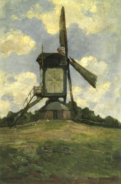 Post mill at Heeswijk, side view by Piet Mondrian