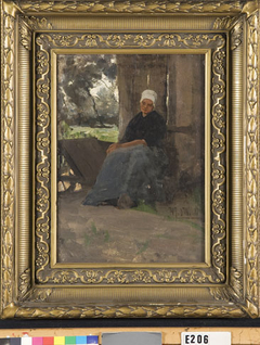 Resting peasant woman by Herman Johannes van der Weele