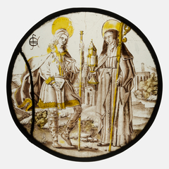 Roundel with Saint Jodocus and St. Clare of Assisi by Anonymous
