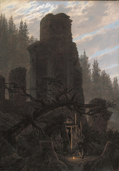 Ruins at dusk (Church ruin in the forest) by Caspar David Friedrich