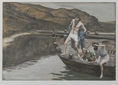 Saint Peter Alerted by Saint John to the Presence of the Lord Casts Himself into the Water by James Tissot