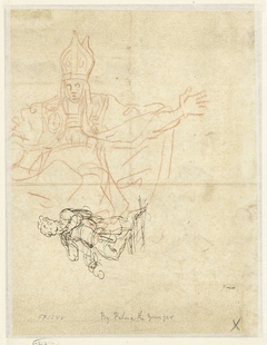 Schets van Sint Nicolaas en van een wanhopige zeeman by Jacques Courtois Le Bourguignon