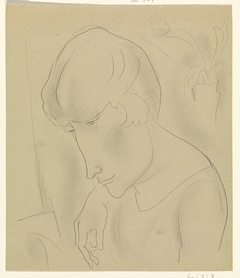 Schetsblad met portret van een vrouw by Leo Gestel
