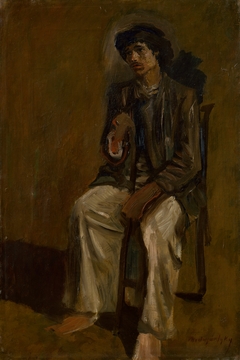 Seated Gypsy with a Staff by László Mednyánszky