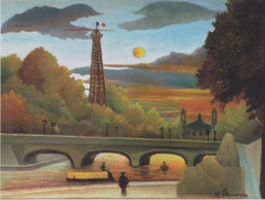 Seine and Eiffel Tower in the Sunset by Henri Rousseau