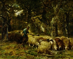 Shepherd and His Flock by Charles Jacque