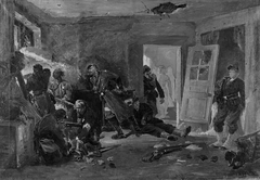 Soldaten in een belegerd huis by Henricus Johannes Melis