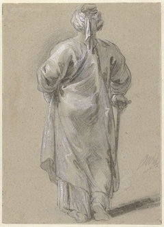 Staande man met tulband en stok, op de rug gezien by Jacob de Wit