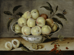 Still Life with Peaches in a Chinese Porcelain Bowl by Isaak Soreau