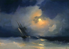 Storm at Sea on a Moonlit Night by Ivan Aivazovsky