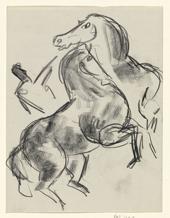 Studieblad met paarden en een persoon by Leo Gestel