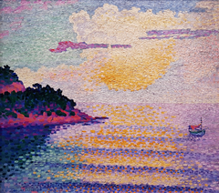 Sunset over the sea by Henri-Edmond Cross