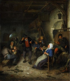 Tavern scene with peasants by Adriaen van Ostade