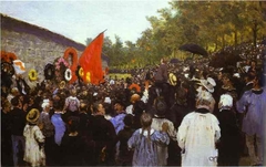 The Annual Memorial Meeting Near the Wall of the Communards in the Cemetery of Père-Lachaise in Paris by Ilya Repin