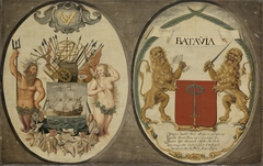 The Arms of the Dutch East India Company and of the Town of Batavia by Jeronimus Becx III