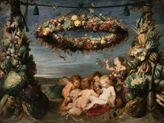 The Christ Child with the Infant Saint John the Baptist and Angels by Frans Snyders