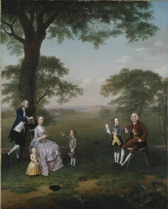 The Clavey family in their garden at Hampstead by Arthur Devis