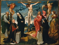 The Crucifixion with Donors and Saints Peter and Margaret by Cornelis Engebrechtsz