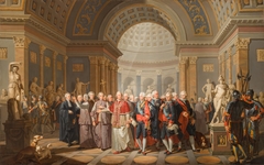 The Meeting of the King Gustav III of Sweden and the Pope Pius VI at the Museo Pio-Clementino in Rome on 1 January 1784 by Bénigne Gagneraux