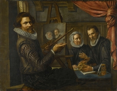The Painter in his Studio Painting the Portrait of a Married Couple