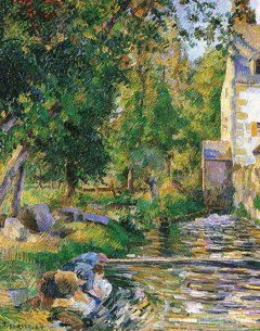 The Wash_House and the Petit-Moulin at Osny by Camille Pissarro