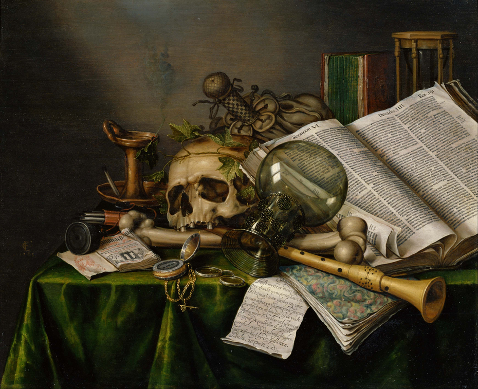 Vanitas, Still Life with Books and Manuscripts and a Skull