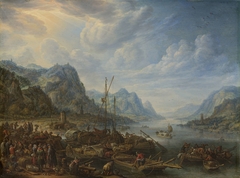 View of a River with Boat Moorings by Herman Saftleven