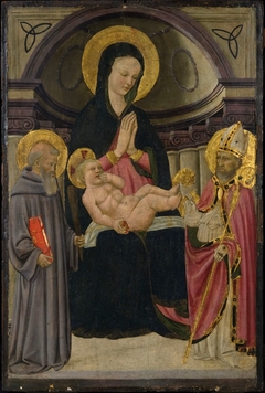 Virgin and Child Enthroned with Saint Benedict and a Bishop Saint by Apollonio di Giovanni