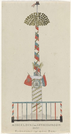 Vrijheidsboom ingewijd op de Dam te Amsterdam, 4 maart 1795 by Unknown Artist