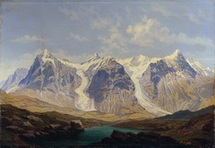 Wetterhorn, Mettenberg und Eiger mit den beiden dazwischenliegenden Grindelwaldgletschern by Johann Michael Sattler